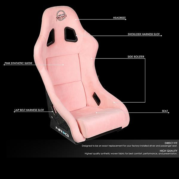 NRG Innovations, 1-Piece Medium Size Alcantara Bucket Racing Seat - FRP-303PK