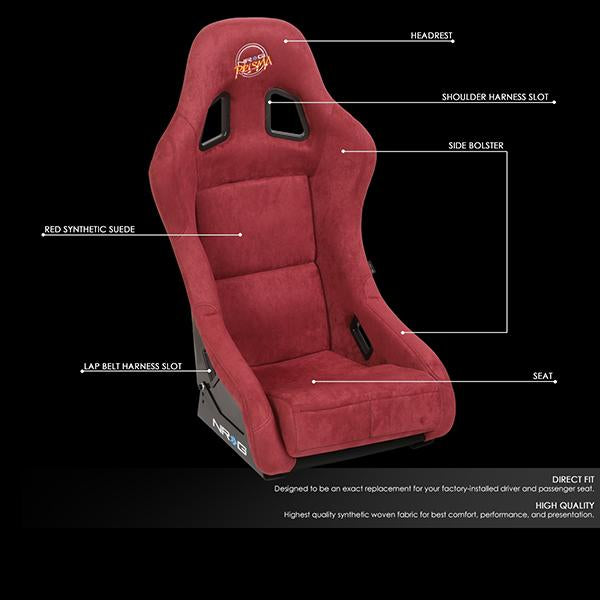 NRG Innovations, 1-Piece Medium Size Alcantara Cover Bucket Racing Seat - FRP-303MAR-PRISMA