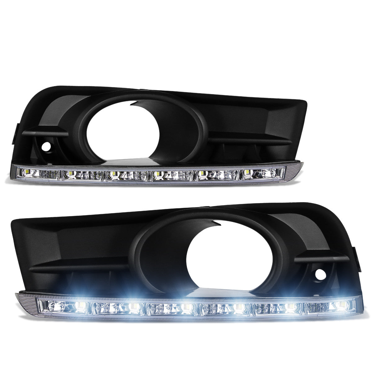 DNA Motoring, 10-14 Chevy Cruze LED DRL Clear Lens Fog Lights - w/Bezel+Bulbs