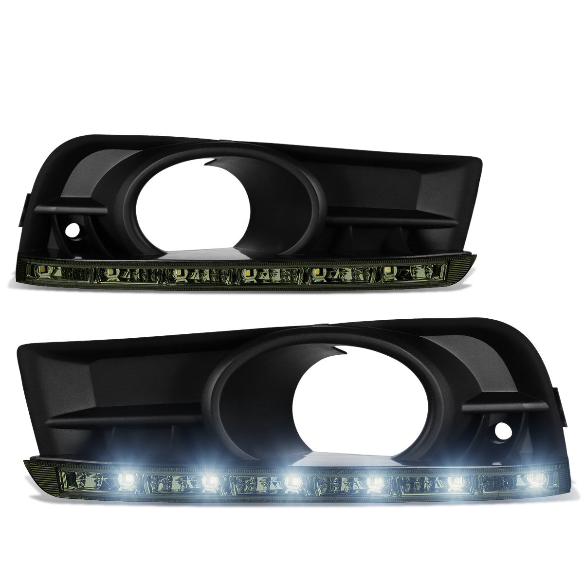 DNA Motoring, 10-14 Chevy Cruze LED DRL Smoked Lens Fog Lights - w/Bezel+Bulbs