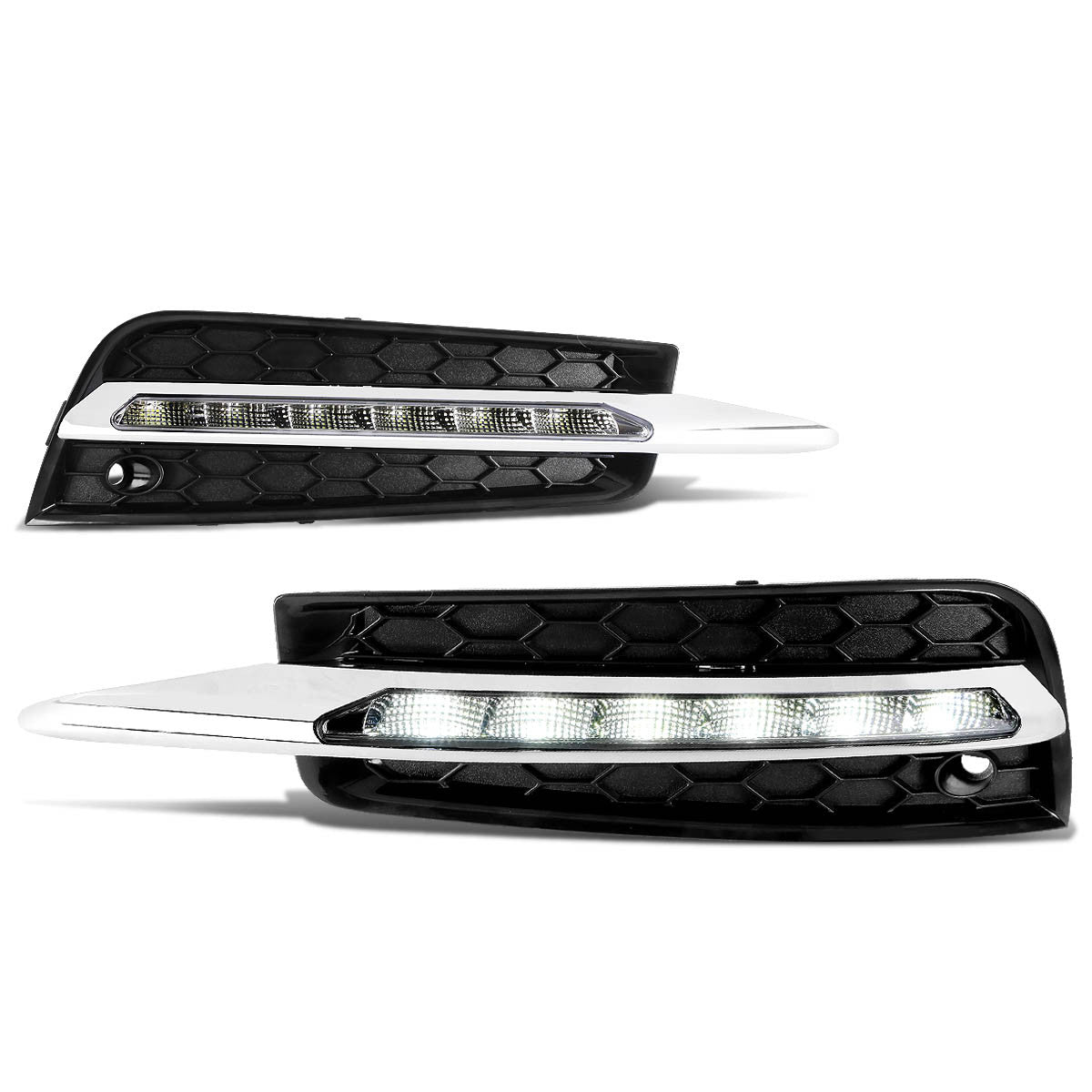 DNA Motoring, 11-15 Chevy Cruze LED DRL Clear lens Fog Lights - w/Bezel+Switch+Bulbs