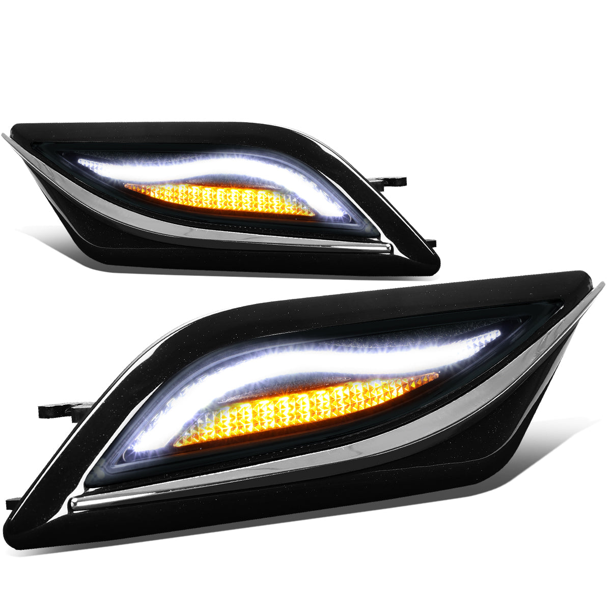 DNA Motoring, 12-14 Mercedes W204 C200 C250 C300 C350 LED DRL+Turn Signal Side Marker Lights - Smoked