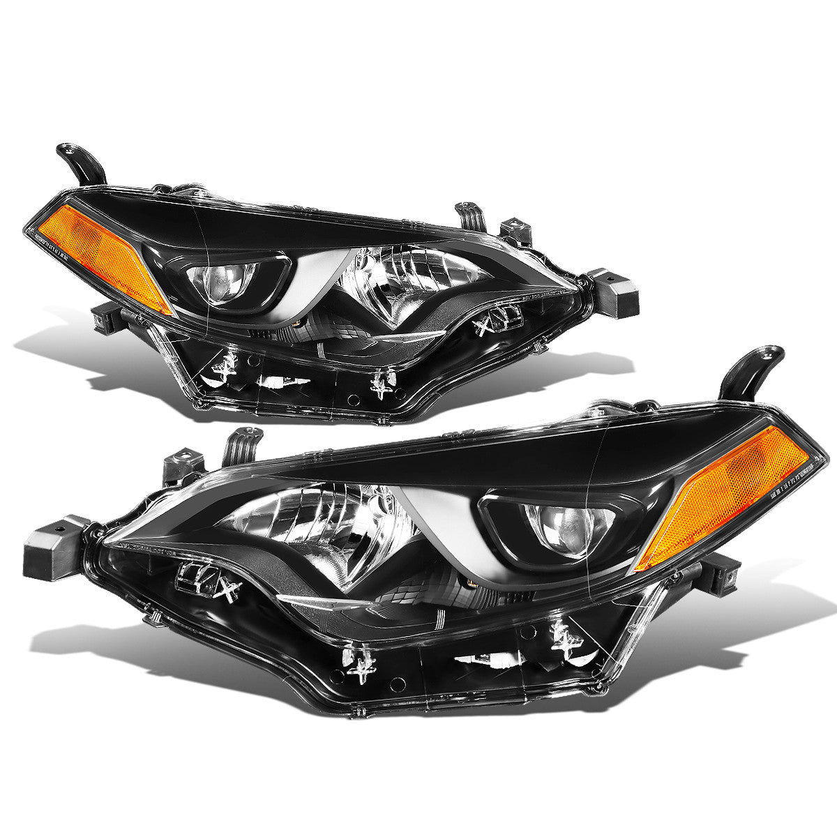 DNA Motoring, 14-16 Toyota Corolla Projector Headlights - Black Housing Amber Corner