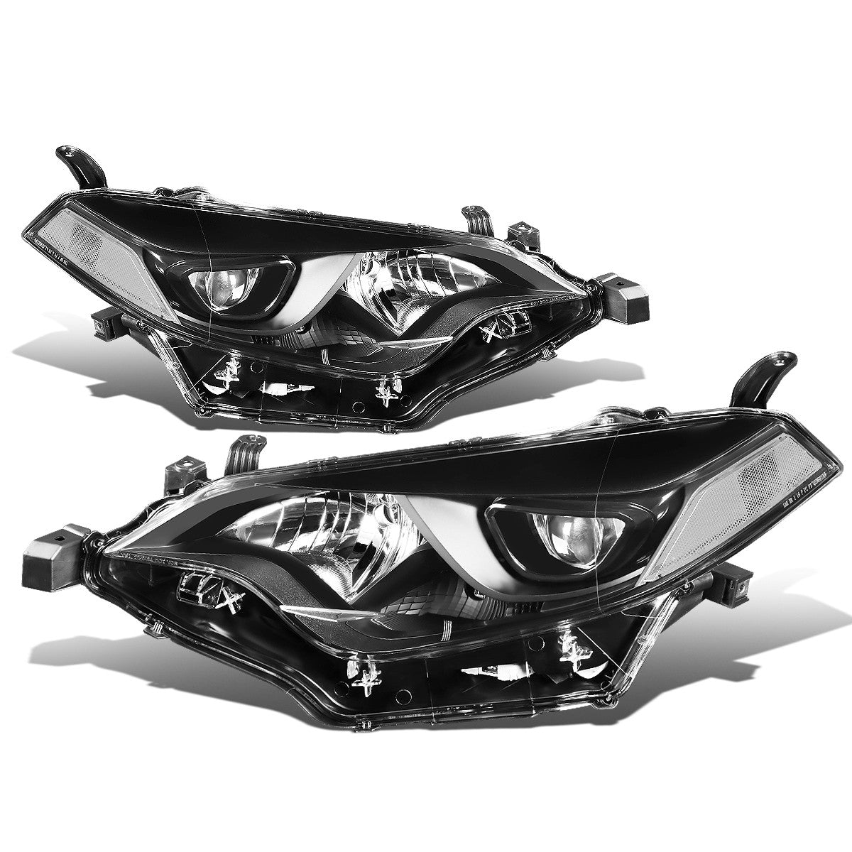 DNA Motoring, 14-16 Toyota Corolla Projector Headlights - Black Housing Clear Corner