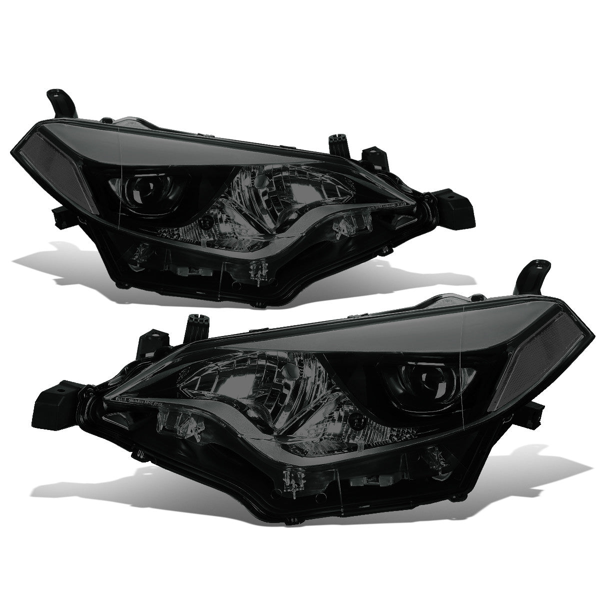 DNA Motoring, 14-16 Toyota Corolla Projector Headlights - Smoked Housing Clear Corner