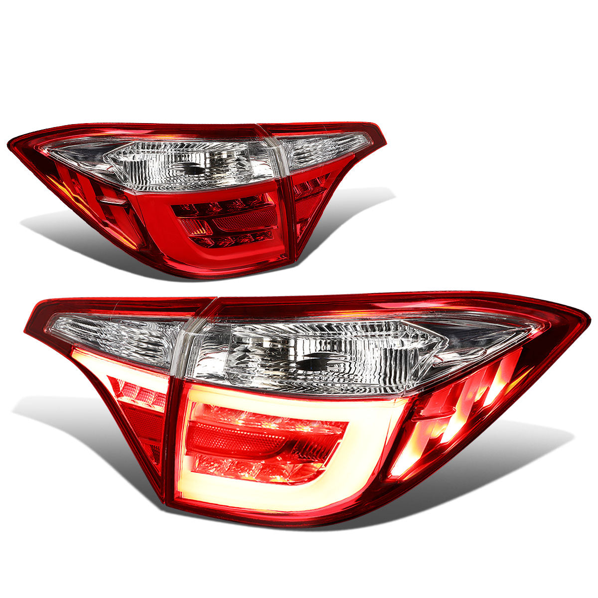 Nuvision Lighting, 14-18 Toyota Corolla LED Rear Brake Tail Lights - Tron Style - Red/Clear Lens