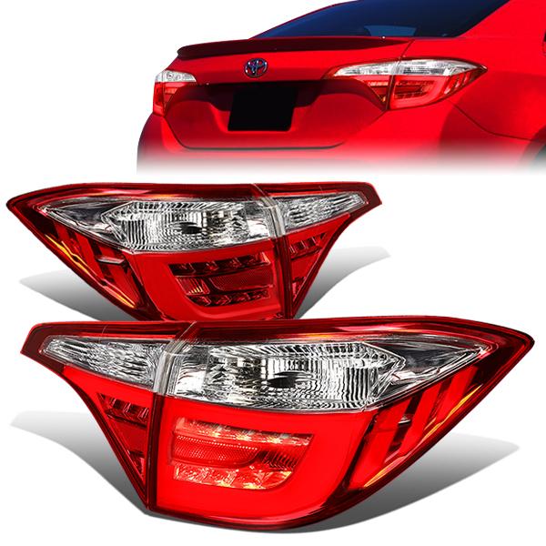 Nuvision Lighting, 14-18 Toyota Corolla LED Rear Brake Tail Lights - Tron Style - Red/Clear Lens