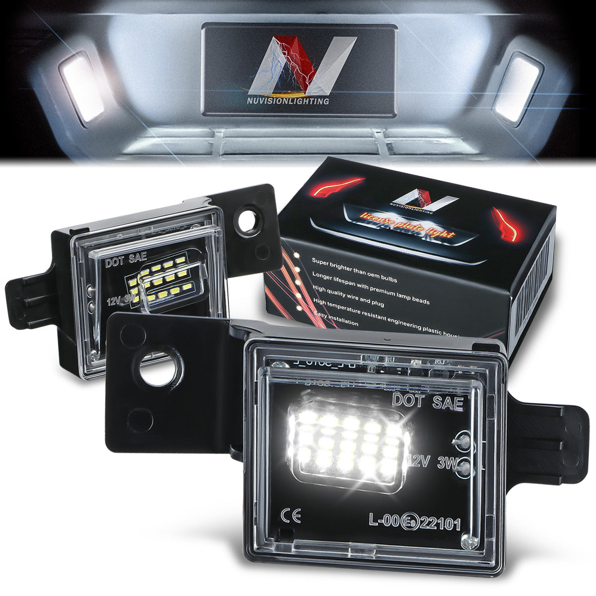 Nuvision Lighting, 14-19 Chevy Silverado GMC Sierra LED License Plate Lights