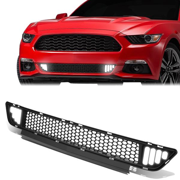 CAAP, 15-17 Ford Mustang Base/Ecoboost/GT LED DRL Front Lower Bumper Grille - Honeycomb Mesh - Black