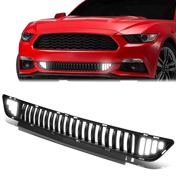 CAAP, 15-17 Ford Mustang Base/Ecoboost/GT LED DRL Front Lower Bumper Grille - Vertical Style - Black