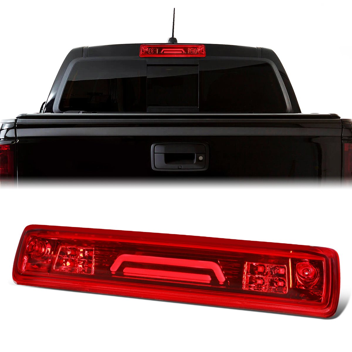 Nuvision Lighting, 15-18 Chevy Colorado GMC Canyon LED Bar 3rd Brake Light+Cargo Lamp - Red Lens