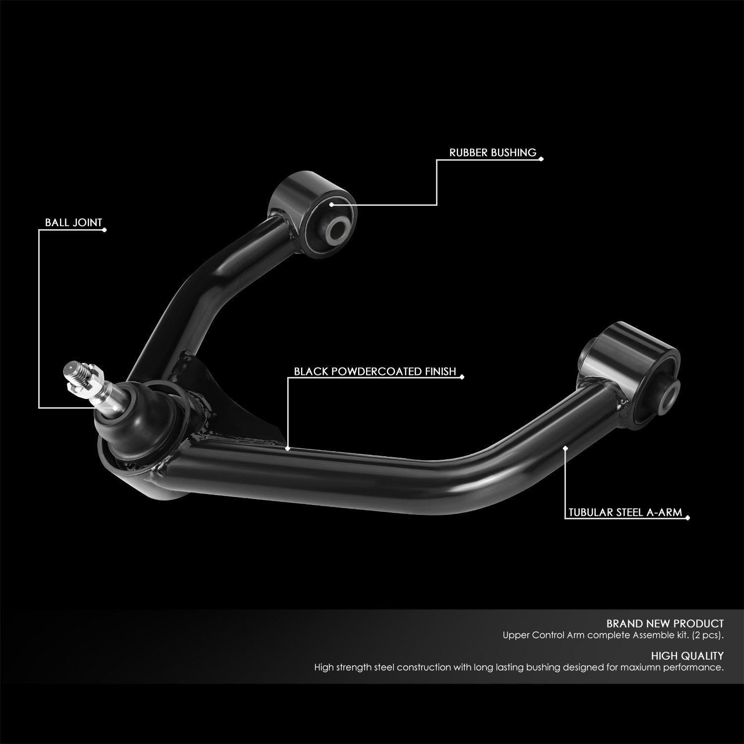 J2 Engineering, 15-22 Chevrolet Colorado GMC Canyon 2-4 in. Lifted Front Upper Control Arms (Black)