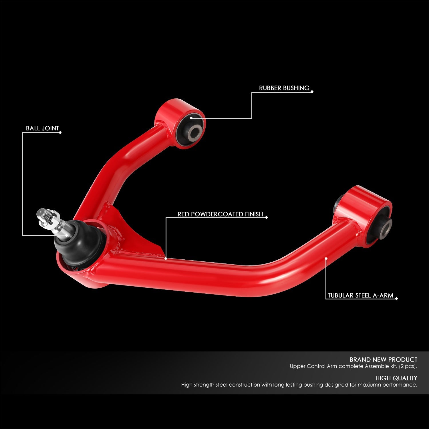 J2 Engineering, 15-22 Chevrolet Colorado GMC Canyon 2-4 in. Lifted Front Upper Control Arms (Red)