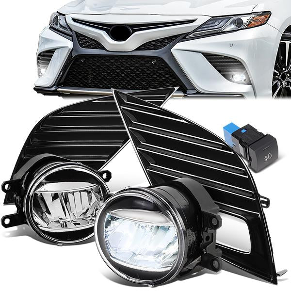 DNA Motoring, 18-20 Toyota Camry SE/XSE LED Clear Lens Fog Lights - w/Bezel+Switch+Bulbs