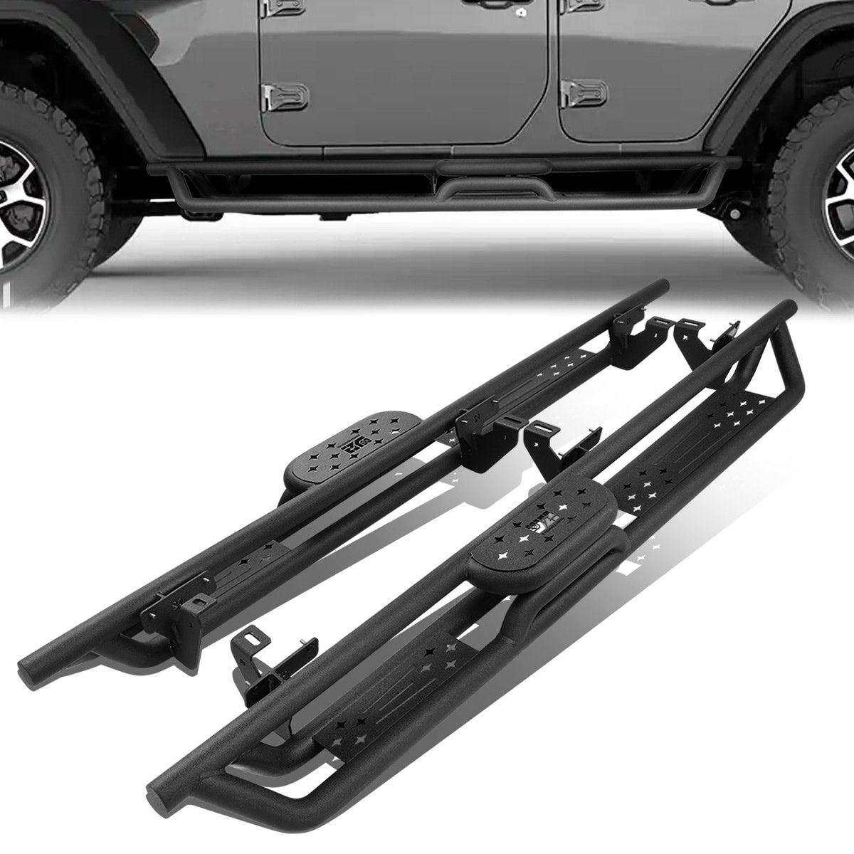 J2 Engineering, 18-22 Jeep Wrangler JL 4-Dr Unlimited Rocker Panel Guard Nerf Bar Running Boards