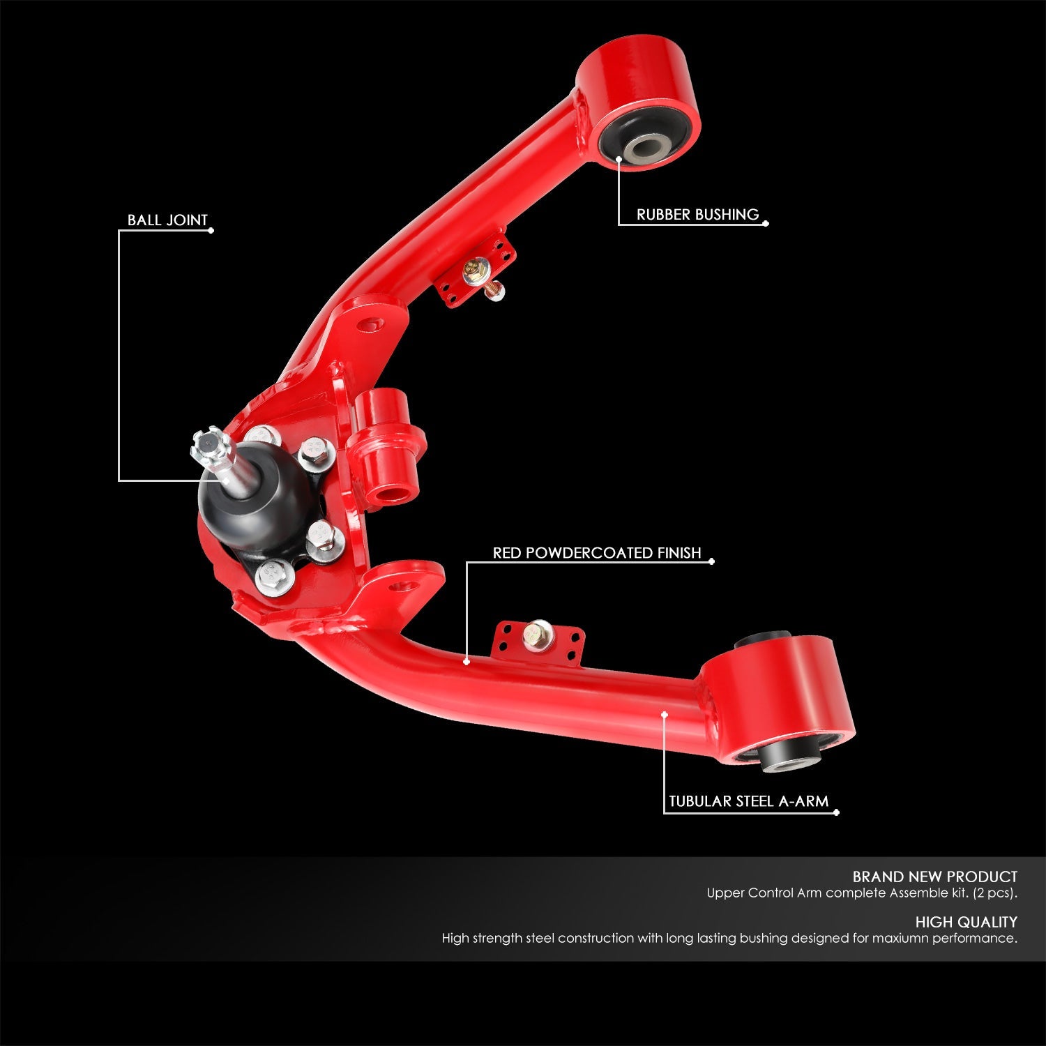 J2 Engineering, 19-22 Ram 1500 2-4 in. Lift Front Upper Control Arms w/Dual Shock Mount (Red)