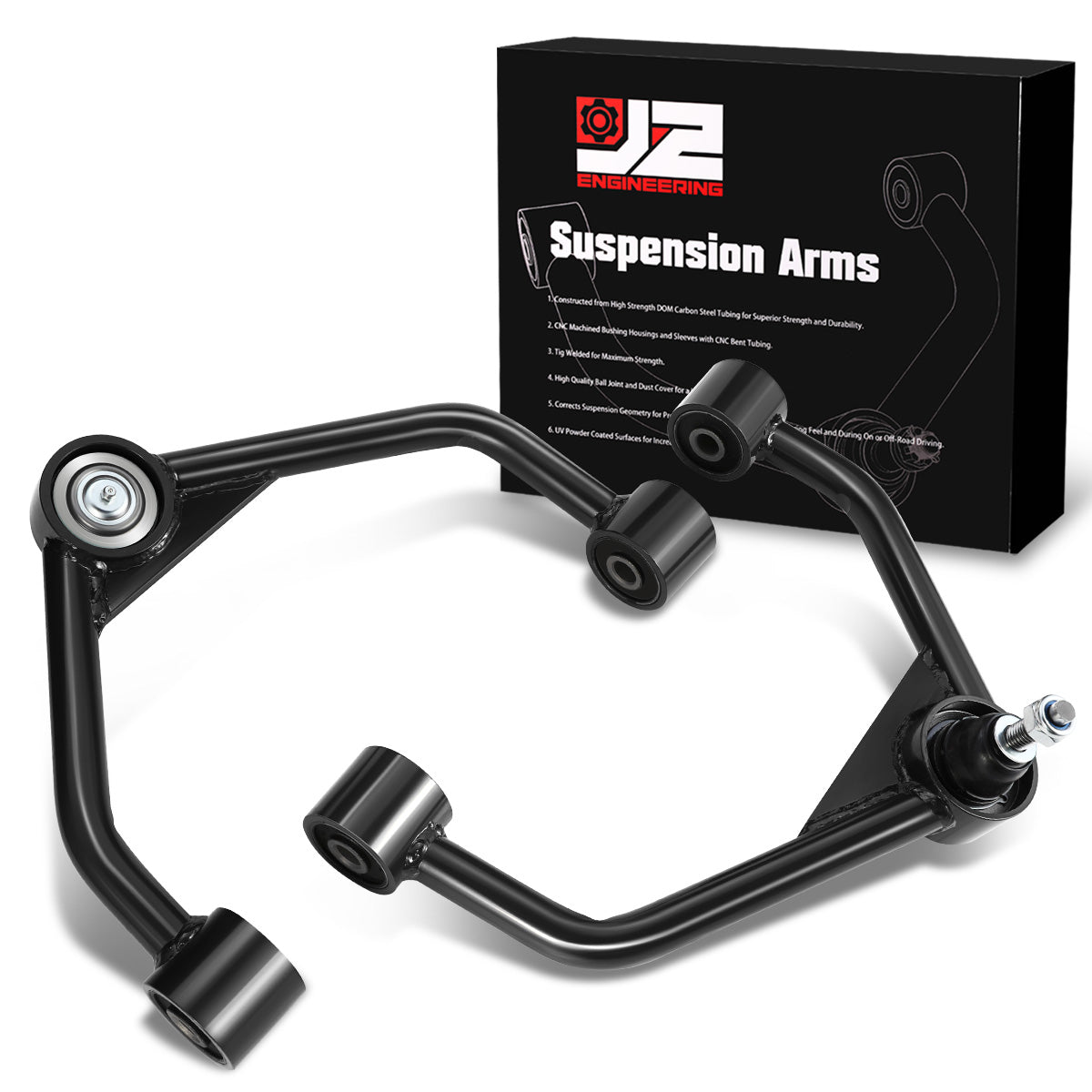 J2 Engineering, 19-22 Ram 1500 2-4 in. Lift Front Upper Tubular Control Arms (Black)