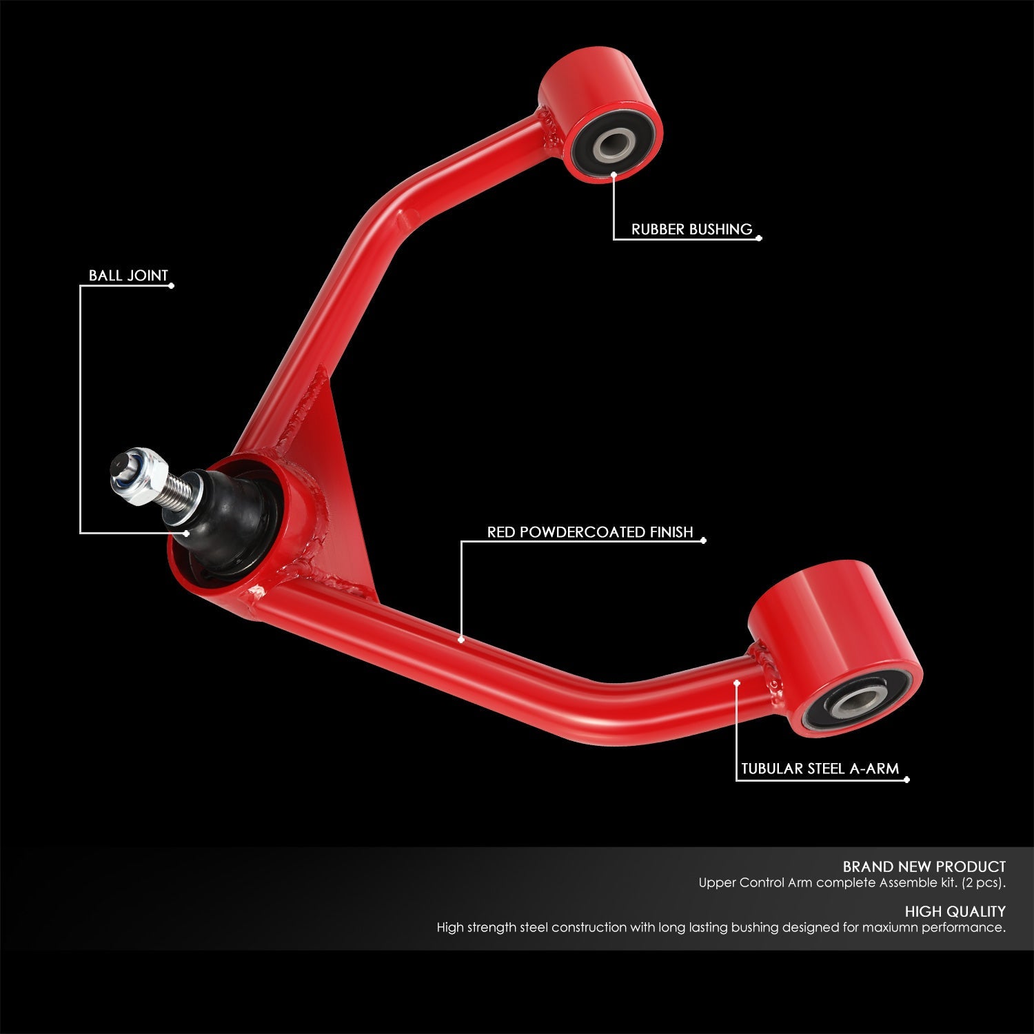 J2 Engineering, 19-22 Ram 1500 2-4 in. Lift Front Upper Tubular Control Arms (Red)