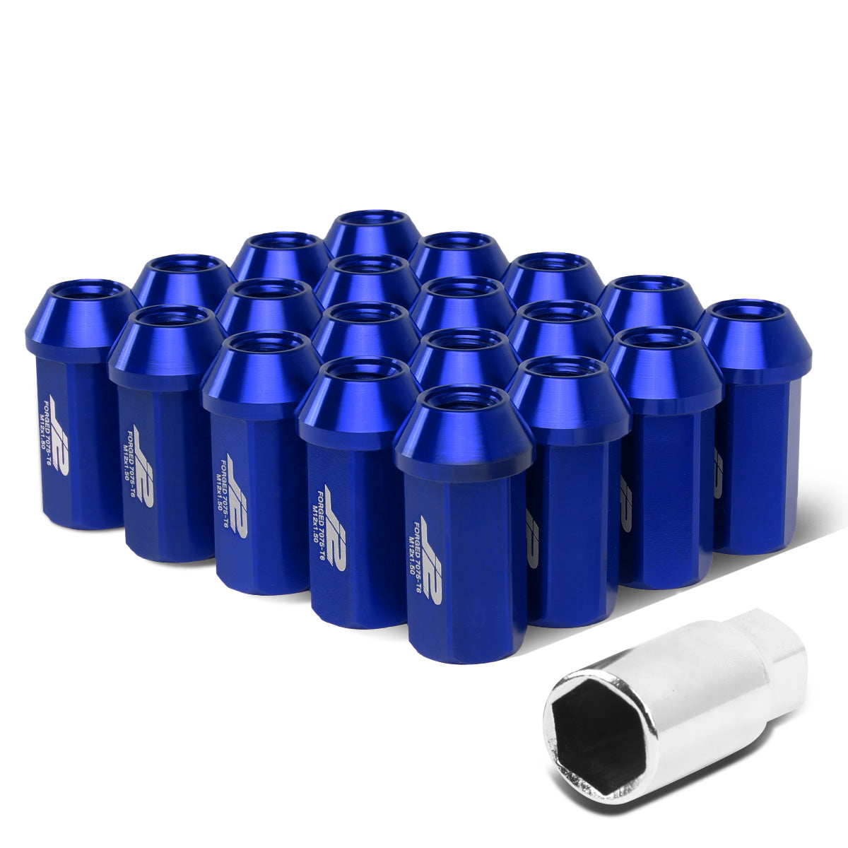 J2 Engineering, 20PC M12 x 1.5 Open End Lug Nuts - 45mm - Aluminum [A variety of color options]