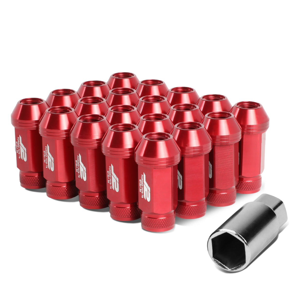 J2 Engineering, 20PC M12 x 1.5 Open End Lug Nuts - 50mm - Aluminum [A variety of color options]