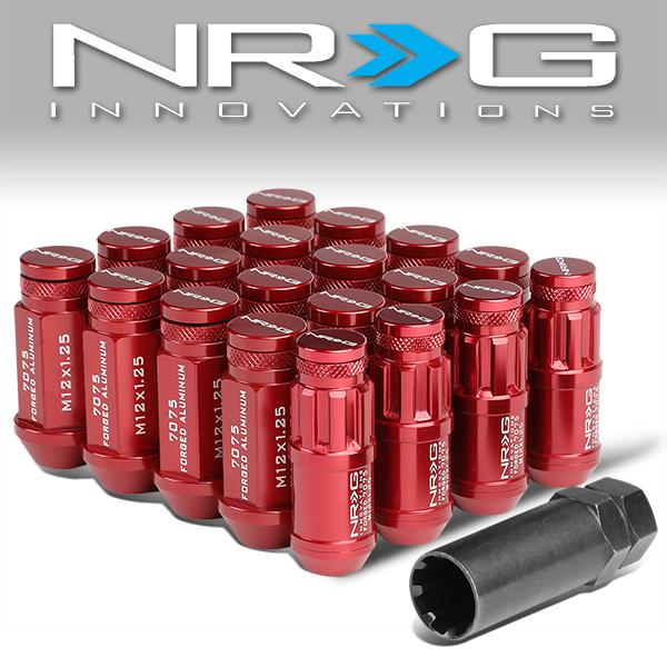 NRG Innovations, 20Pcs M12X1.25 Close-End 50mm Spline Drive Lug Nuts - LN-710RD-21