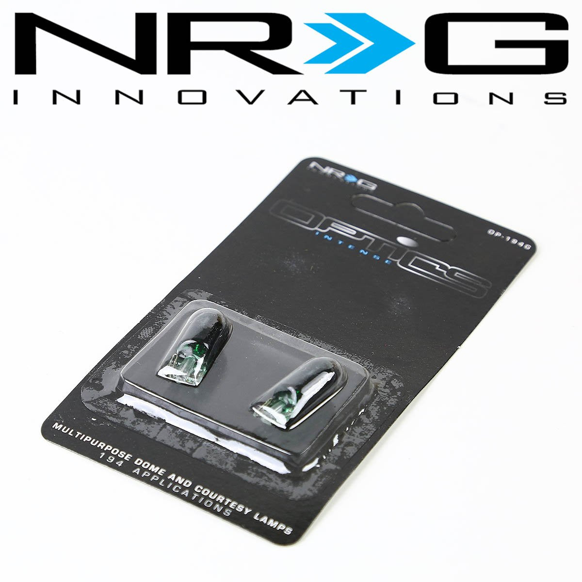 NRG Innovations, 2Pcs 12V 194 Socket Interior Mini Light Bolbs - Green - OP-194G