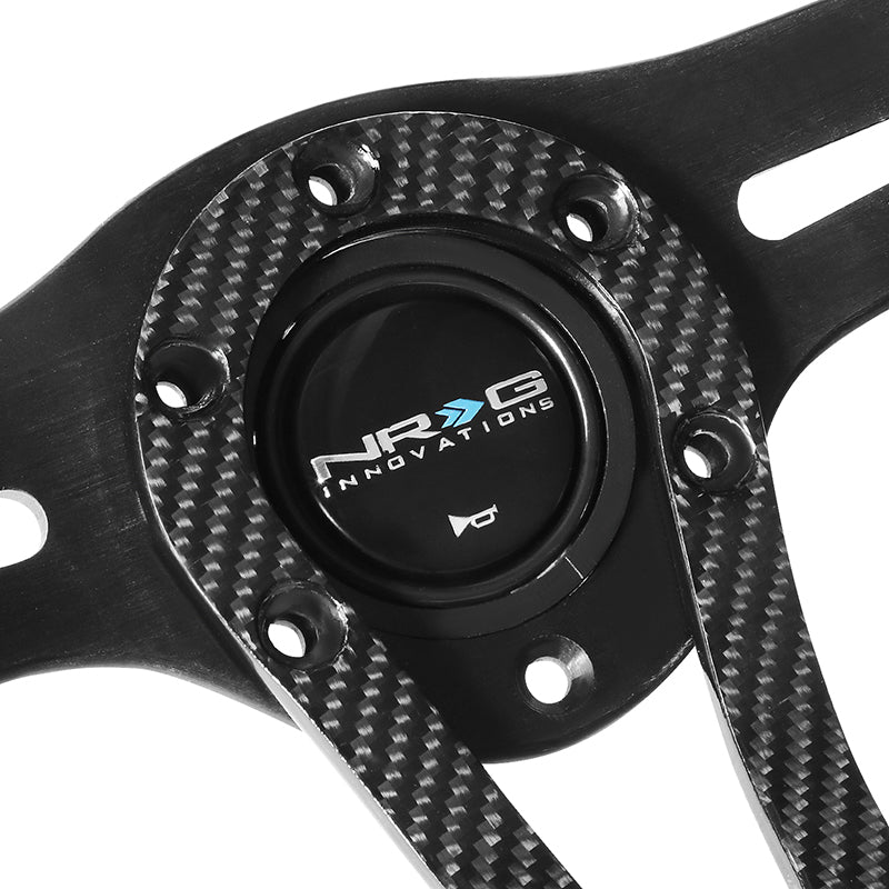 NRG Innovations, 320mm Aluminum Carbon Fiber Spoke Leather Grip Steering Wheel - RST-002RCF