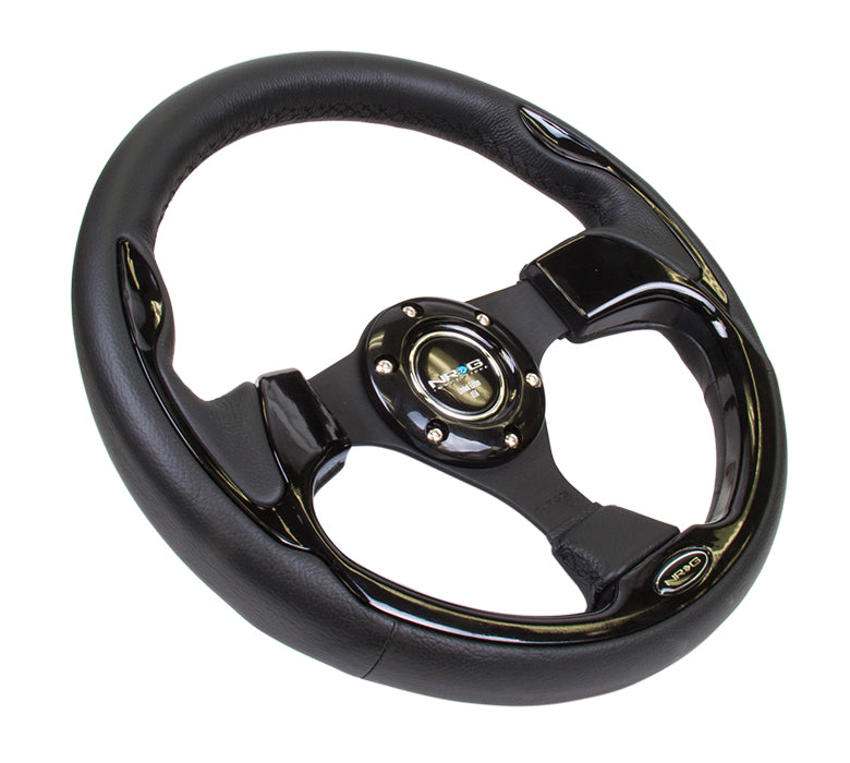 NRG Innovations, 320mm Black Leather Grip Steering Wheel - RST-001BK