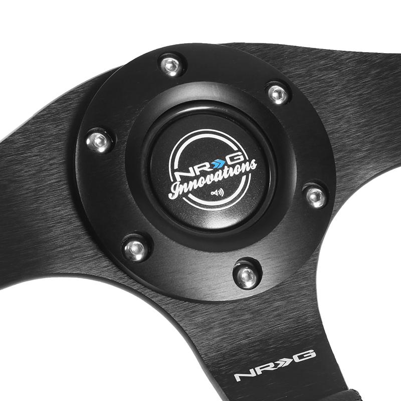 NRG Innovations, 320mm Flat Bottom Black Leather Grip Steering Wheel - RST-024-MB-R-Y