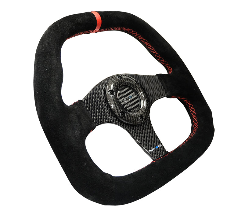 NRG Innovations, 320mm Flat Bottom Suede Grip Carbon Fiber Steering Wheel - ST-019CF