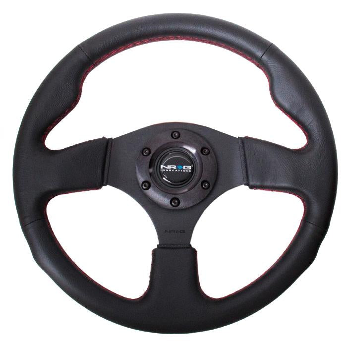 NRG Innovations, 320mm Leather Grip Steering Wheel - RST-012R-RS