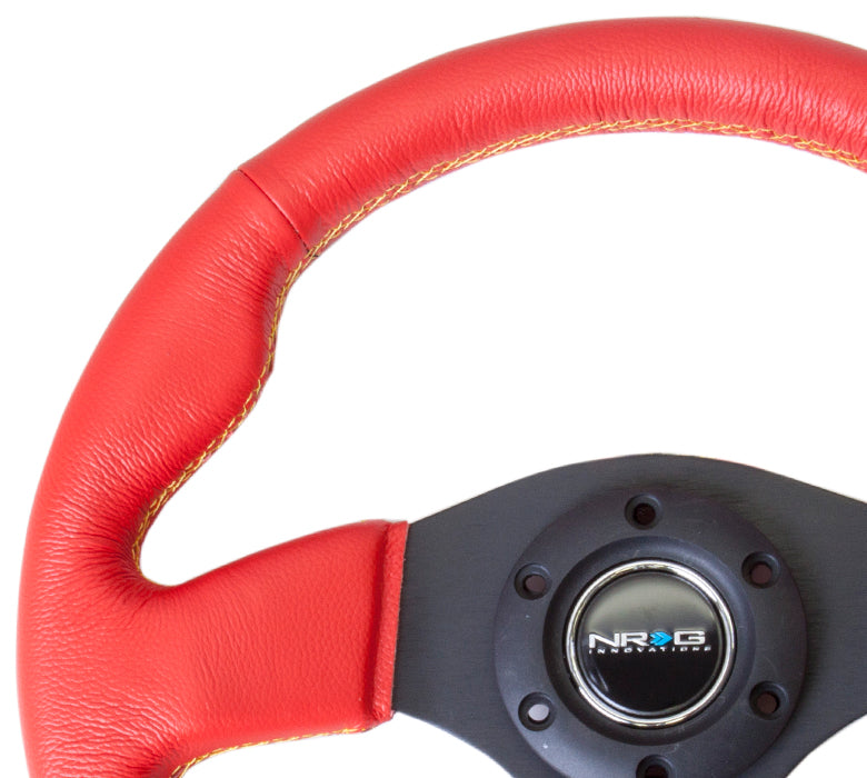 NRG Innovations, 320mm Red Leather Grip Steering Wheel - ST-012RR-YS