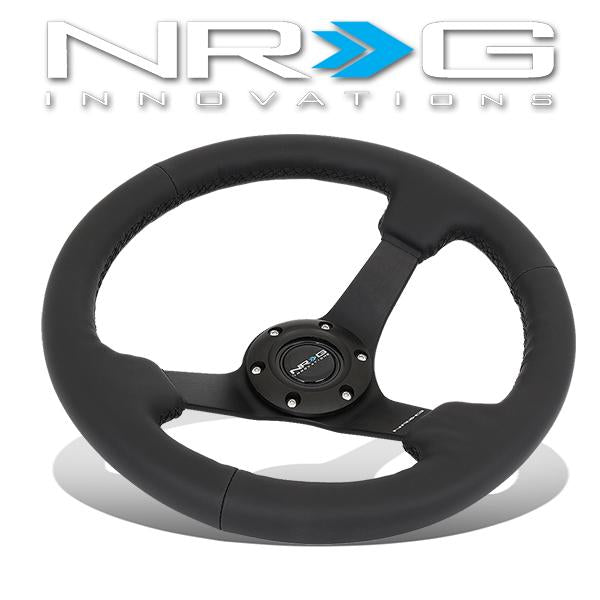 NRG Innovations, 330mm 3 in. Deep Dish Leather Grip Steering Wheel - RST-033BK-R