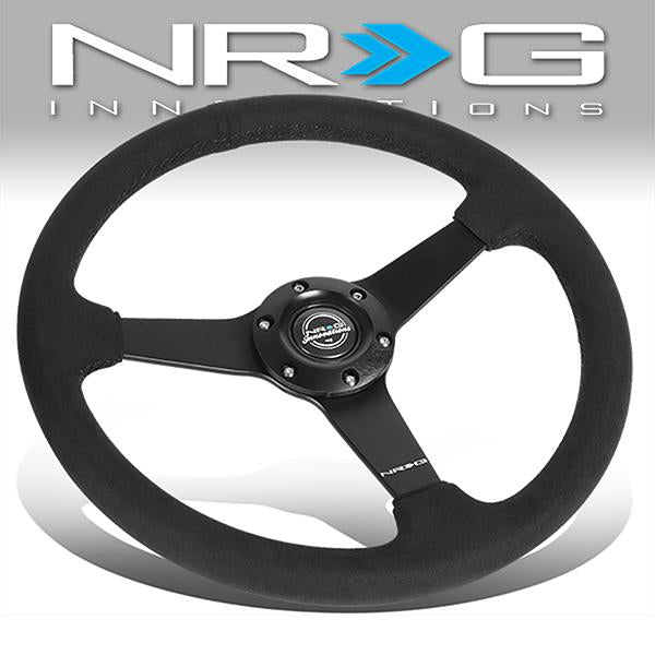 NRG Innovations, 350mm 1 in. Deep Dish Aluminum Alcantara Grip Steering Wheel - RST-037MB-SA