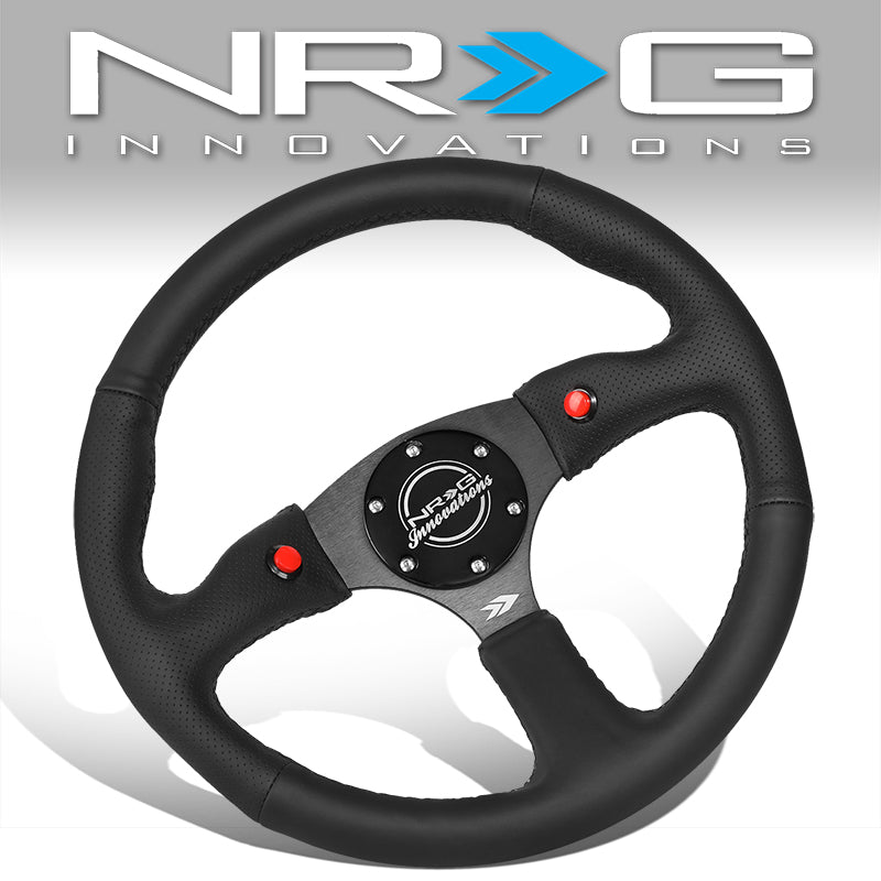 NRG Innovations, 350mm 2 in. Deep Dish Leather Grip Steering Wheel - RST-023D-R