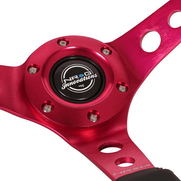 NRG Innovations, 350mm 3 in. Deep Dish Aluminum Leather Grip Steering Wheel - RST-006FH