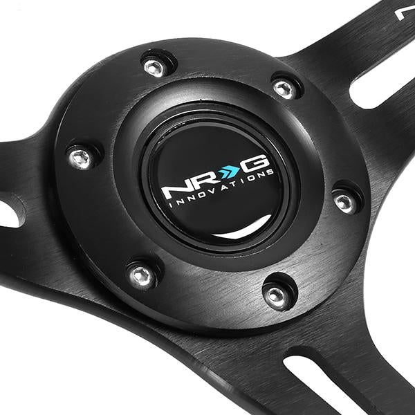 NRG Innovations, 350mm 3 in. Deep Dish Black Spokes Colored Wood Steering Wheel - RST-018BSB-BK