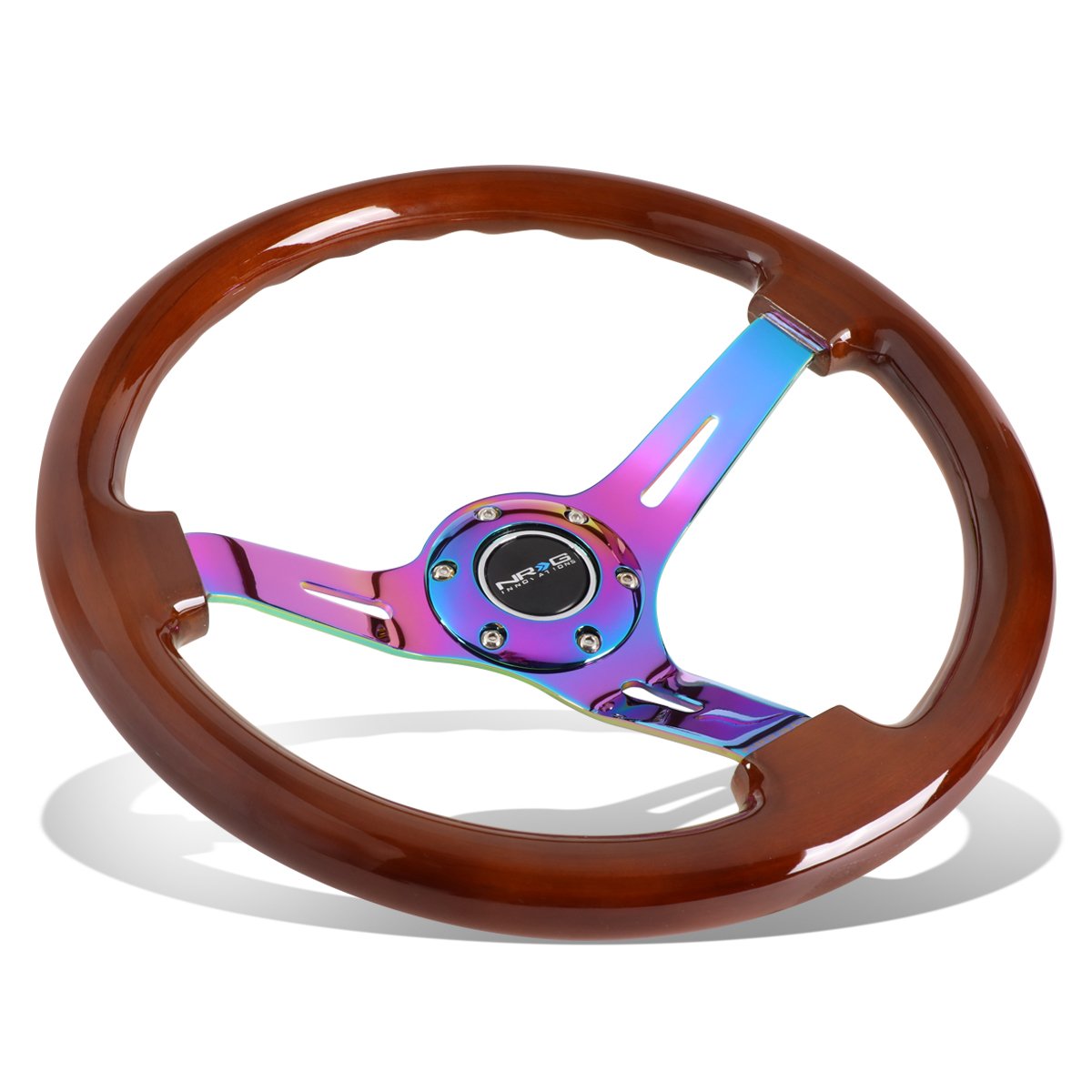 NRG Innovations, 350mm 3 in. Deep Dish Colored Wood Grip Steering Wheel - RST-055BR-MC