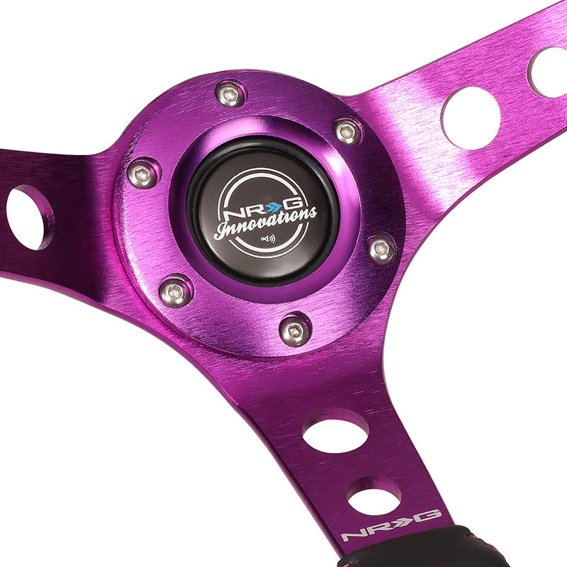 NRG Innovations, 350mm 3 in. Deep Dish Leather Grip Aluminum Steering Wheel - RST-006PP