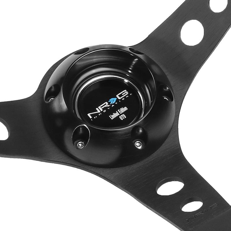 NRG Innovations, 350mm 3 in. Deep Dish Leather Grip Steering Wheel - Aluminum - RST-016R-SL