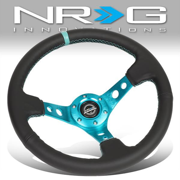 NRG Innovations, 350mm 3 in. Deep Dish Leather Grip Steering Wheel - RST-006TL