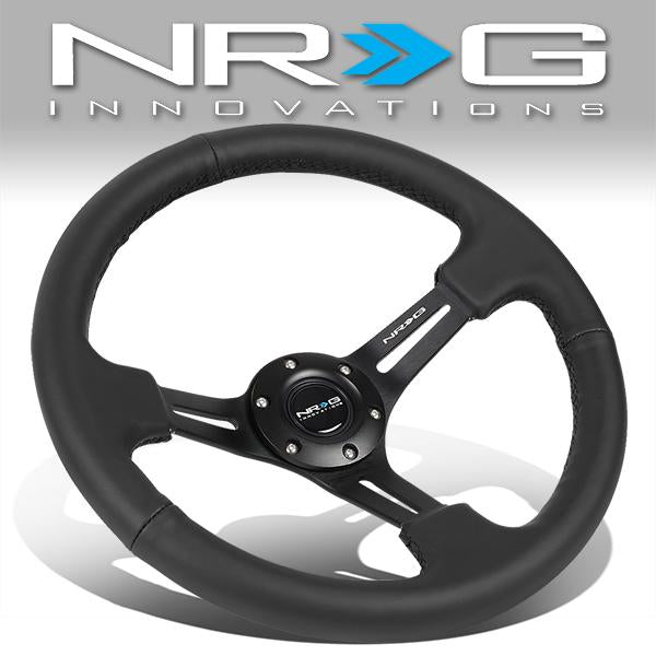 NRG Innovations, 350mm 3 in. Deep Dish Leather Grip Steering Wheel - RST-018R