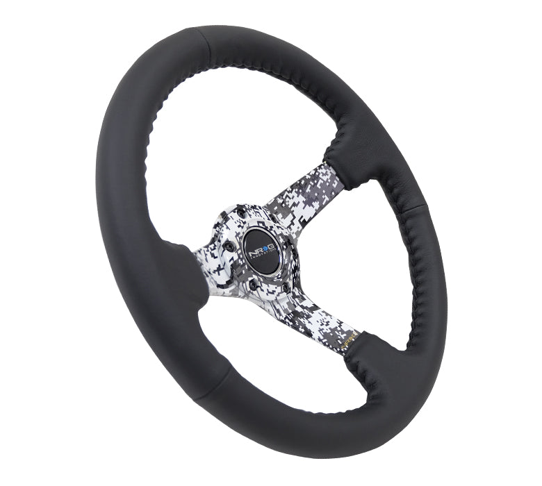 NRG Innovations, 350mm 3 in. Deep Dish Leather Grip Steering Wheel - RST-036DC-R