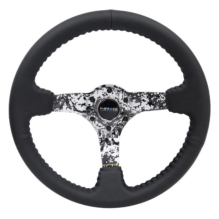 NRG Innovations, 350mm 3 in. Deep Dish Leather Grip Steering Wheel - RST-036DC-R