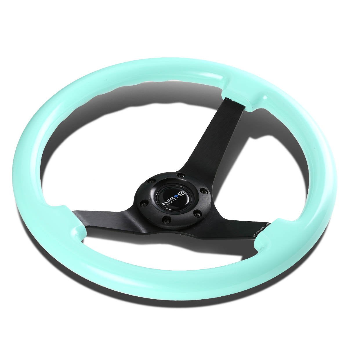 NRG Innovations, 350mm 3 in. Deep Dish Smooth Luxurious Wood Grip Steering Wheel - ST-036MF-BK