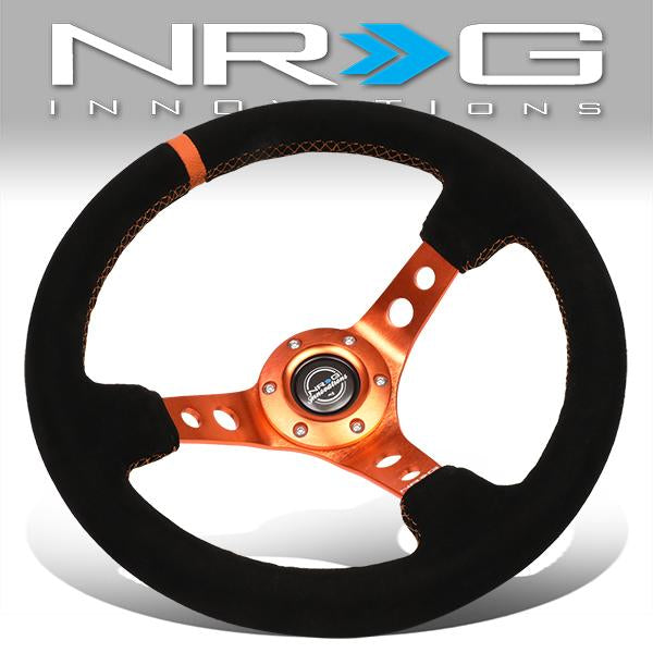 NRG Innovations, 350mm 3 in. Deep Dish Suede Grip Steering Wheel - RST-006S-OR