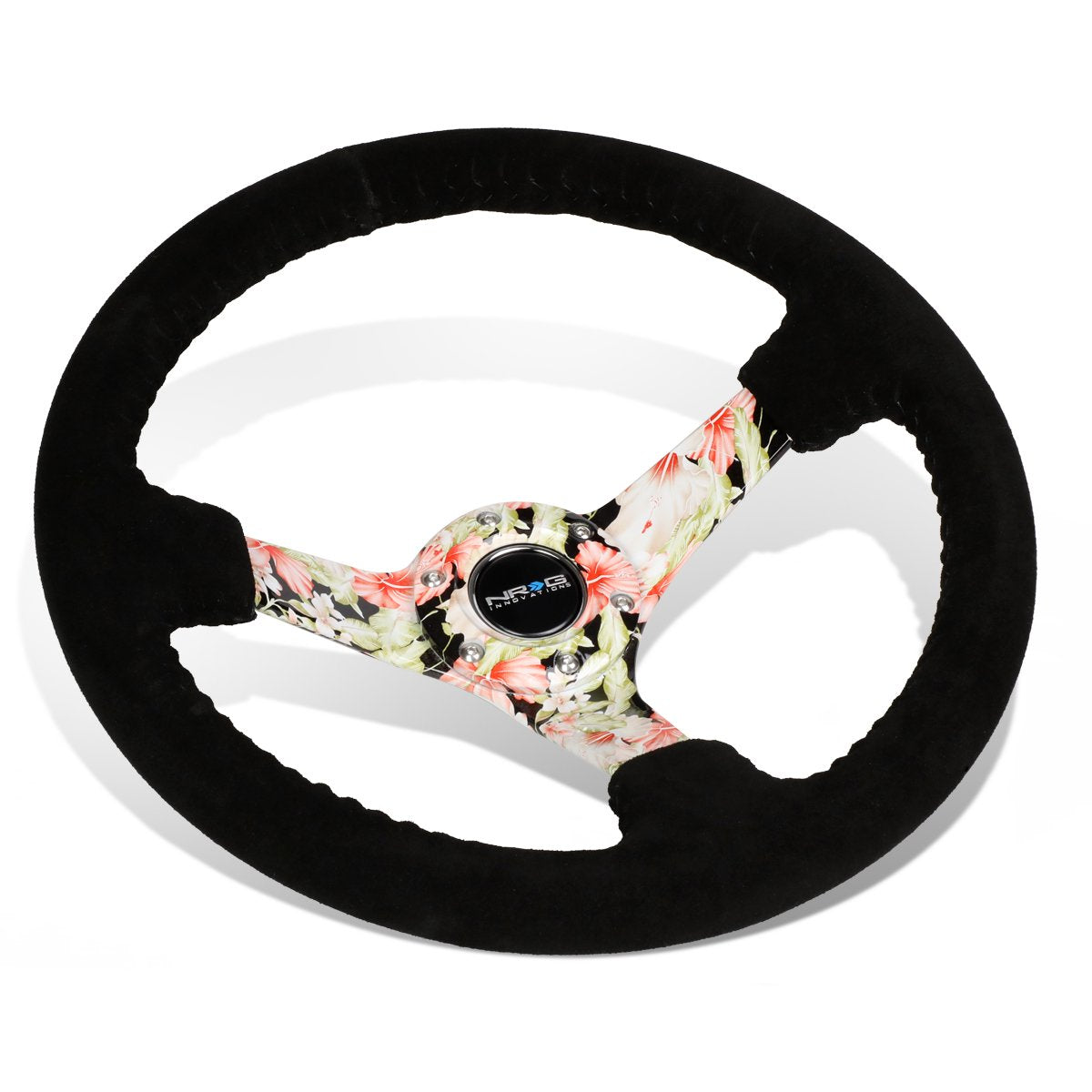 NRG Innovations, 350mm 3 in. Deep Dish Suede Grip Steering Wheel - RST-036FL-S