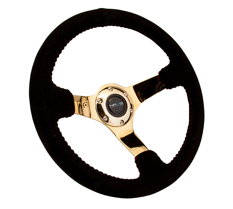 NRG Innovations, 350mm 3 in. Deep Dish Suede Grip Steering Wheel - RST-036GD-S