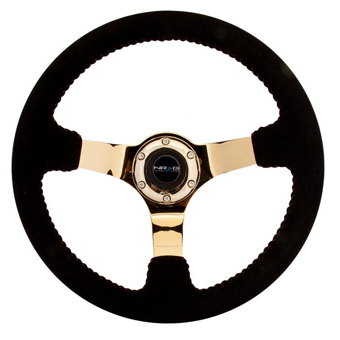 NRG Innovations, 350mm 3 in. Deep Dish Suede Grip Steering Wheel - RST-036GD-S