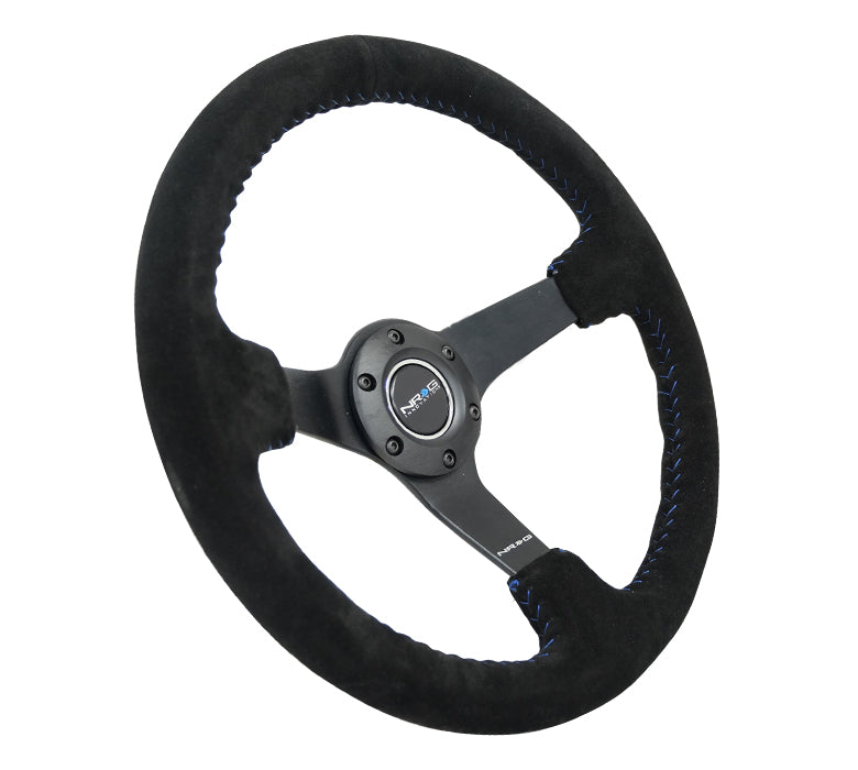 NRG Innovations, 350mm 3 in. Deep Dish Suede Grip Steering Wheel - RST-036MB-S-BL